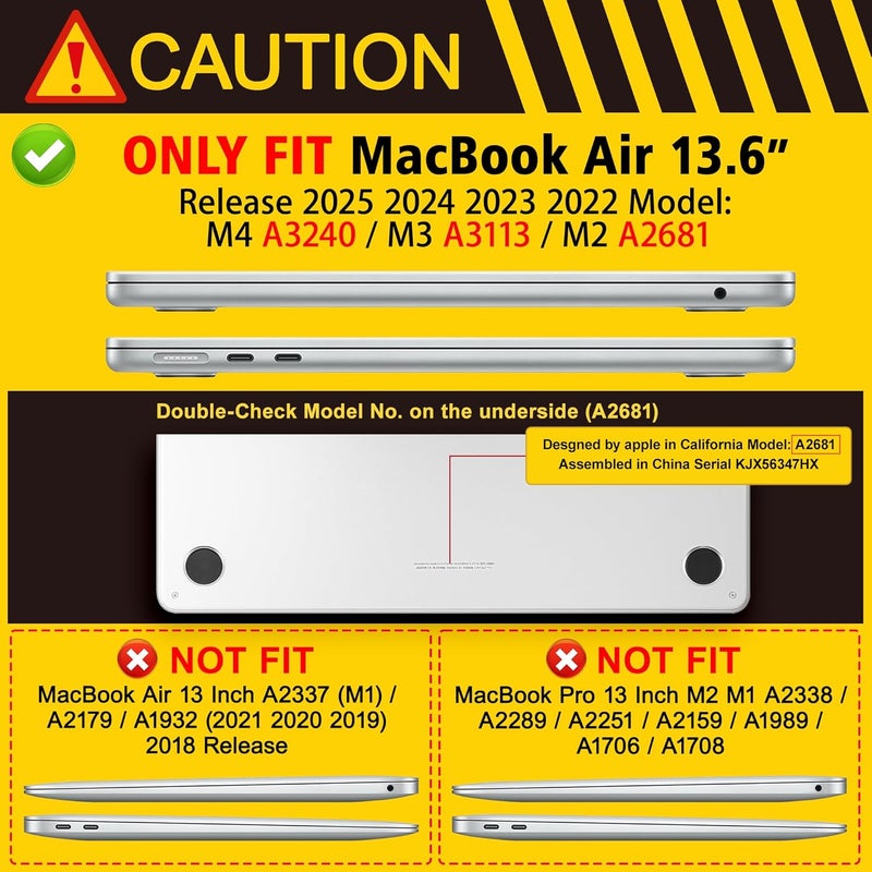 May Chen غطاء لجهاز MacBook Air 13.6 بوصة 2025 2024 2023 2022 إصدار A3240 M4 A3113 M3 A2681، غطاء صلب بلاستيكي لجهاز MacBook Air 13.6" مع شاشة Retina يناسب Touch ID، أزرق غير لامع - Image 2
